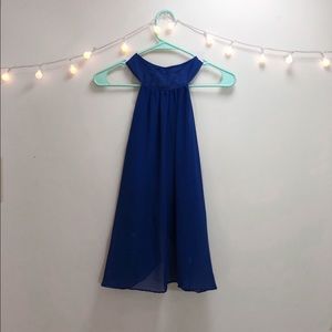 Open back sheer tank top with unique neckline